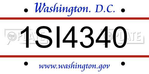 1SI4340 District Of Columbia License Plate