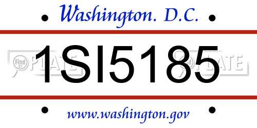 1SI5185 District Of Columbia License Plate