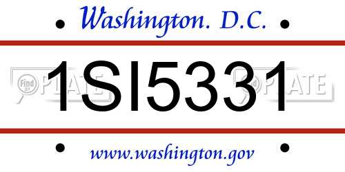 1SI5331 District Of Columbia License Plate