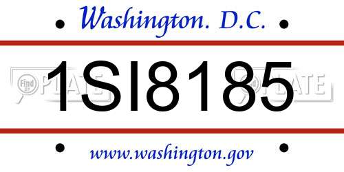 1SI8185 District Of Columbia License Plate