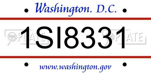 1SI8331 District Of Columbia License Plate