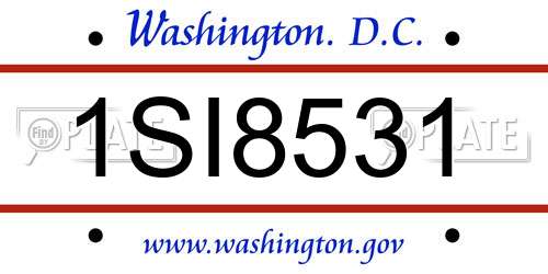 1SI8531 District Of Columbia License Plate