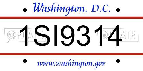 1SI9314 District Of Columbia License Plate