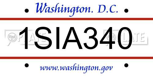 1SIA340 District Of Columbia License Plate