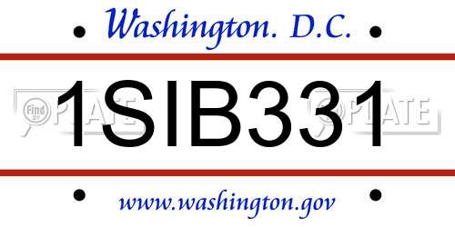 1SIB331 District Of Columbia License Plate