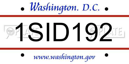 1SID192 District Of Columbia License Plate