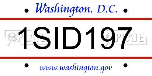 1SID197 District Of Columbia License Plate