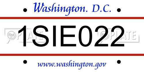 1SIE022 District Of Columbia License Plate