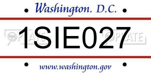 1SIE027 District Of Columbia License Plate