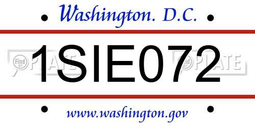 1SIE072 District Of Columbia License Plate