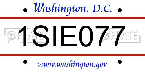 1SIE077 District Of Columbia License Plate