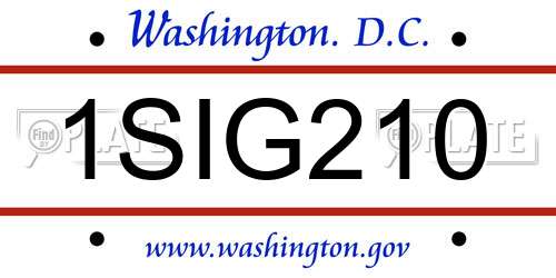 1SIG210 District Of Columbia License Plate