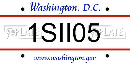 1SII05 District Of Columbia License Plate