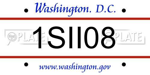1SII08 District Of Columbia License Plate