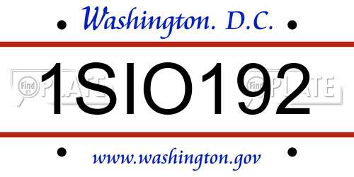 1SIO192 District Of Columbia License Plate