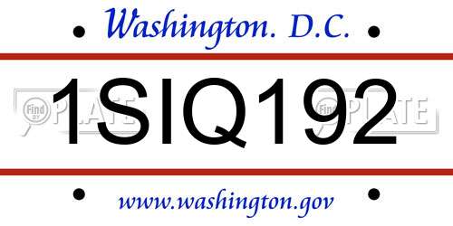 1SIQ192 District Of Columbia License Plate