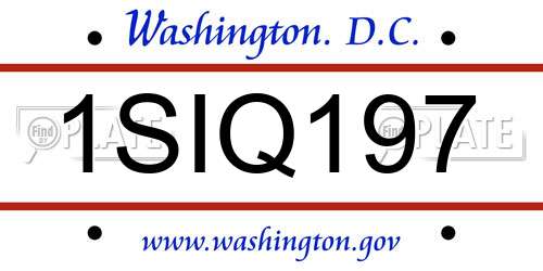 1SIQ197 District Of Columbia License Plate