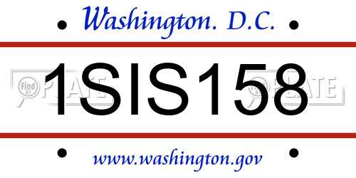 1SIS158 District Of Columbia License Plate