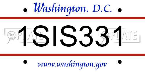 1SIS331 District Of Columbia License Plate