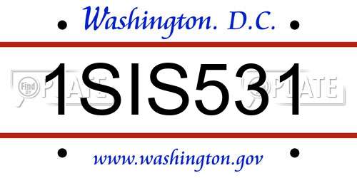 1SIS531 District Of Columbia License Plate