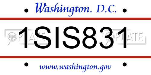 1SIS831 District Of Columbia License Plate