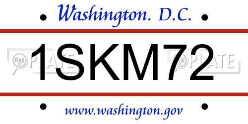 1SKM72 District Of Columbia License Plate