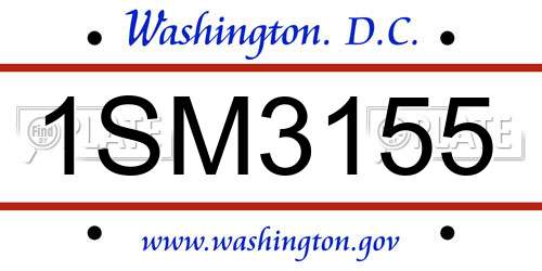 1SM3155 District Of Columbia License Plate