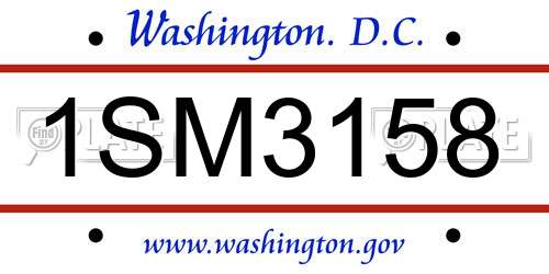 1SM3158 District Of Columbia License Plate