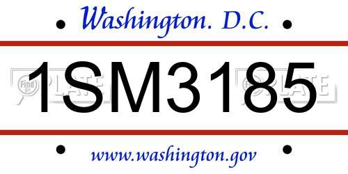 1SM3185 District Of Columbia License Plate