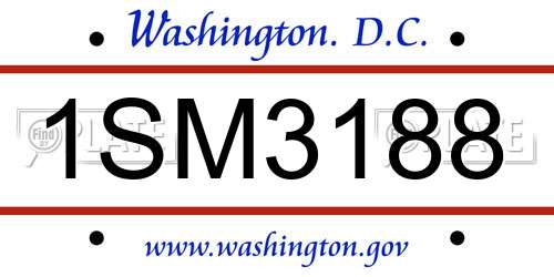 1SM3188 District Of Columbia License Plate