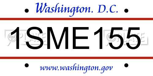 1SME155 District Of Columbia License Plate