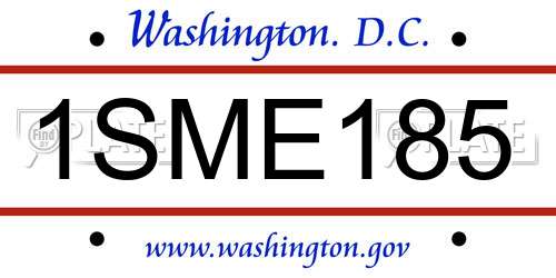 1SME185 District Of Columbia License Plate