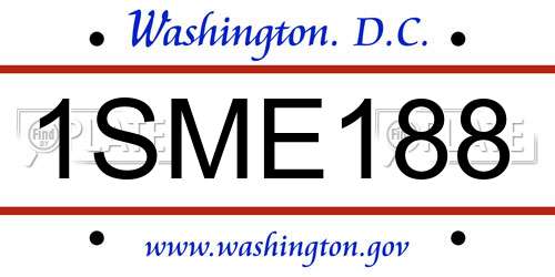 1SME188 District Of Columbia License Plate