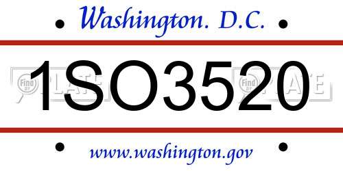 1SO3520 District Of Columbia License Plate