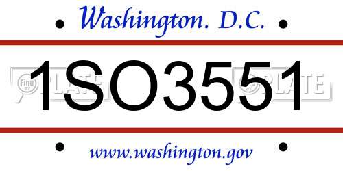 1SO3551 District Of Columbia License Plate