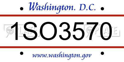 1SO3570 District Of Columbia License Plate