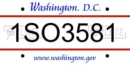 1SO3581 District Of Columbia License Plate