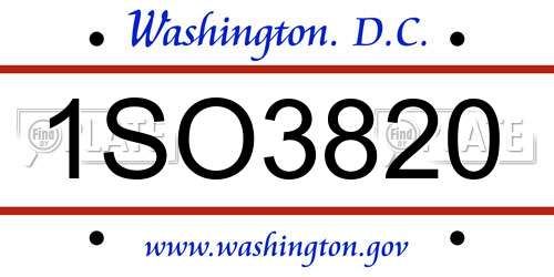 1SO3820 District Of Columbia License Plate