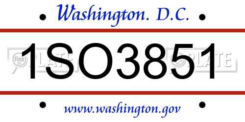 1SO3851 District Of Columbia License Plate