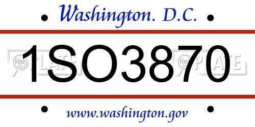 1SO3870 District Of Columbia License Plate