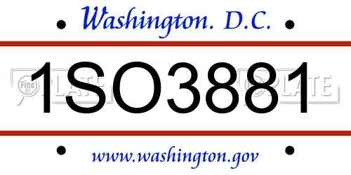 1SO3881 District Of Columbia License Plate