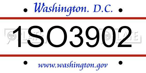 1SO3902 District Of Columbia License Plate