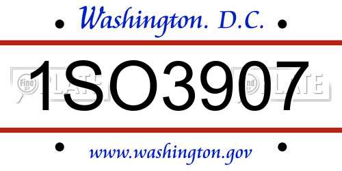 1SO3907 District Of Columbia License Plate