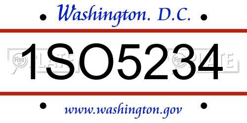 1SO5234 District Of Columbia License Plate