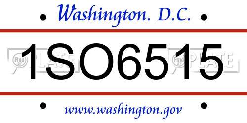 1SO6515 District Of Columbia License Plate