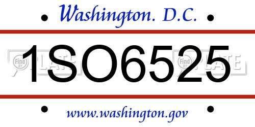 1SO6525 District Of Columbia License Plate