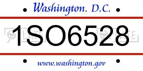 1SO6528 District Of Columbia License Plate
