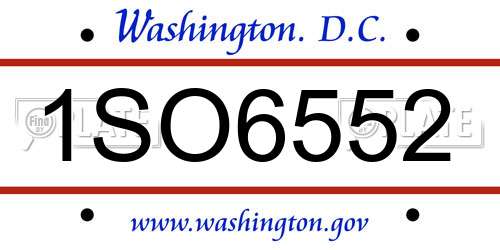 1SO6552 District Of Columbia License Plate