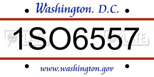 1SO6557 District Of Columbia License Plate