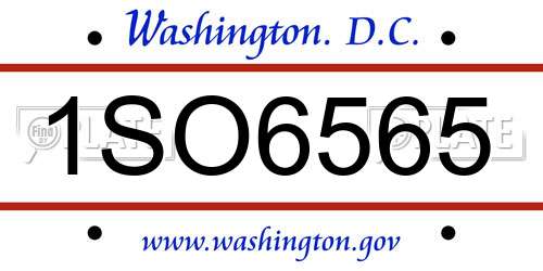 1SO6565 District Of Columbia License Plate